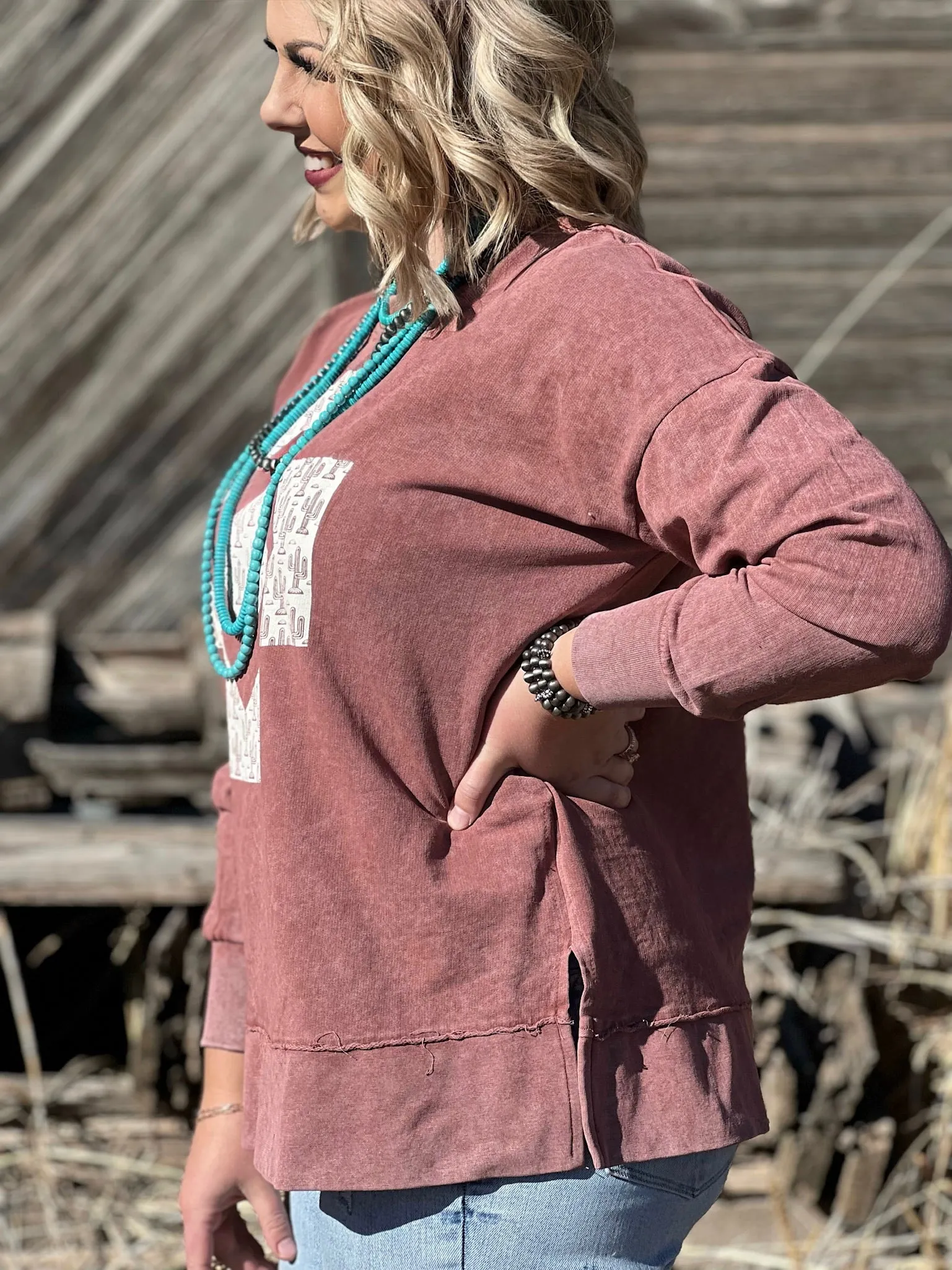 Kaci Cactus Acid Wash Sweatshirt
