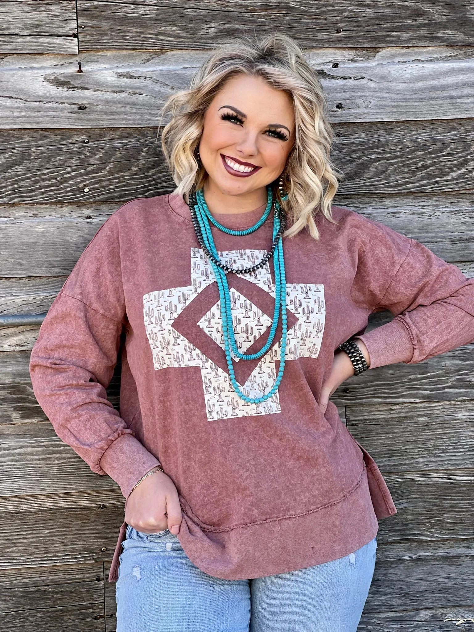 Kaci Cactus Acid Wash Sweatshirt