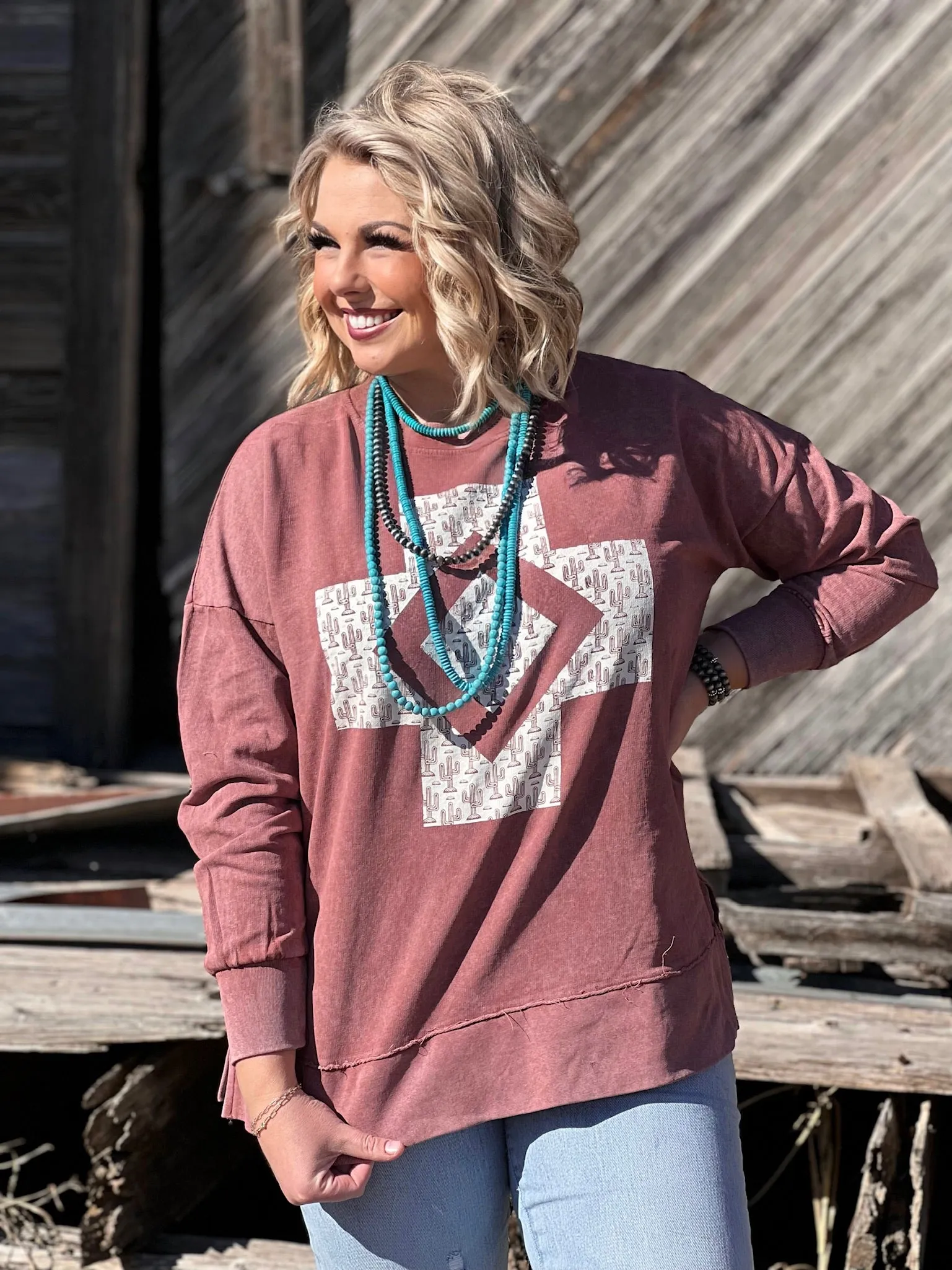 Kaci Cactus Acid Wash Sweatshirt