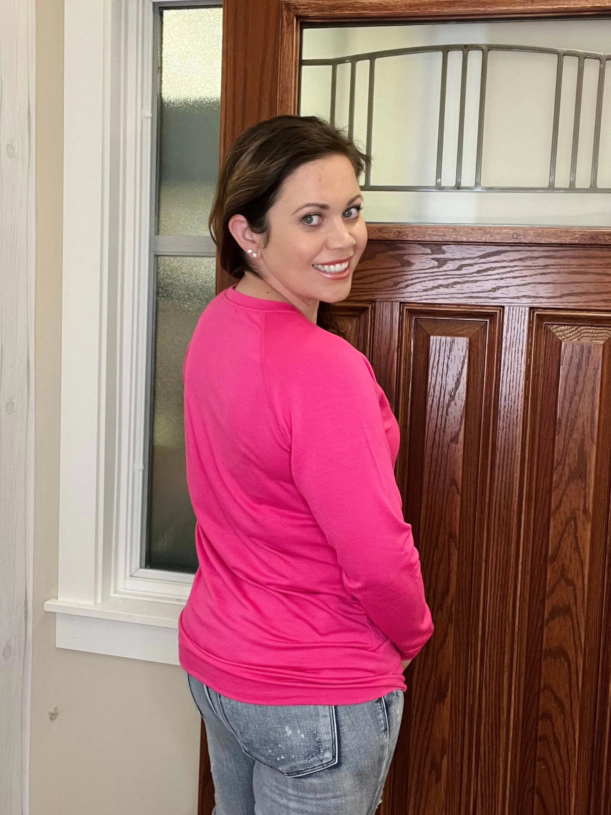 Kayla Lightweight Pullover - Hot Pink