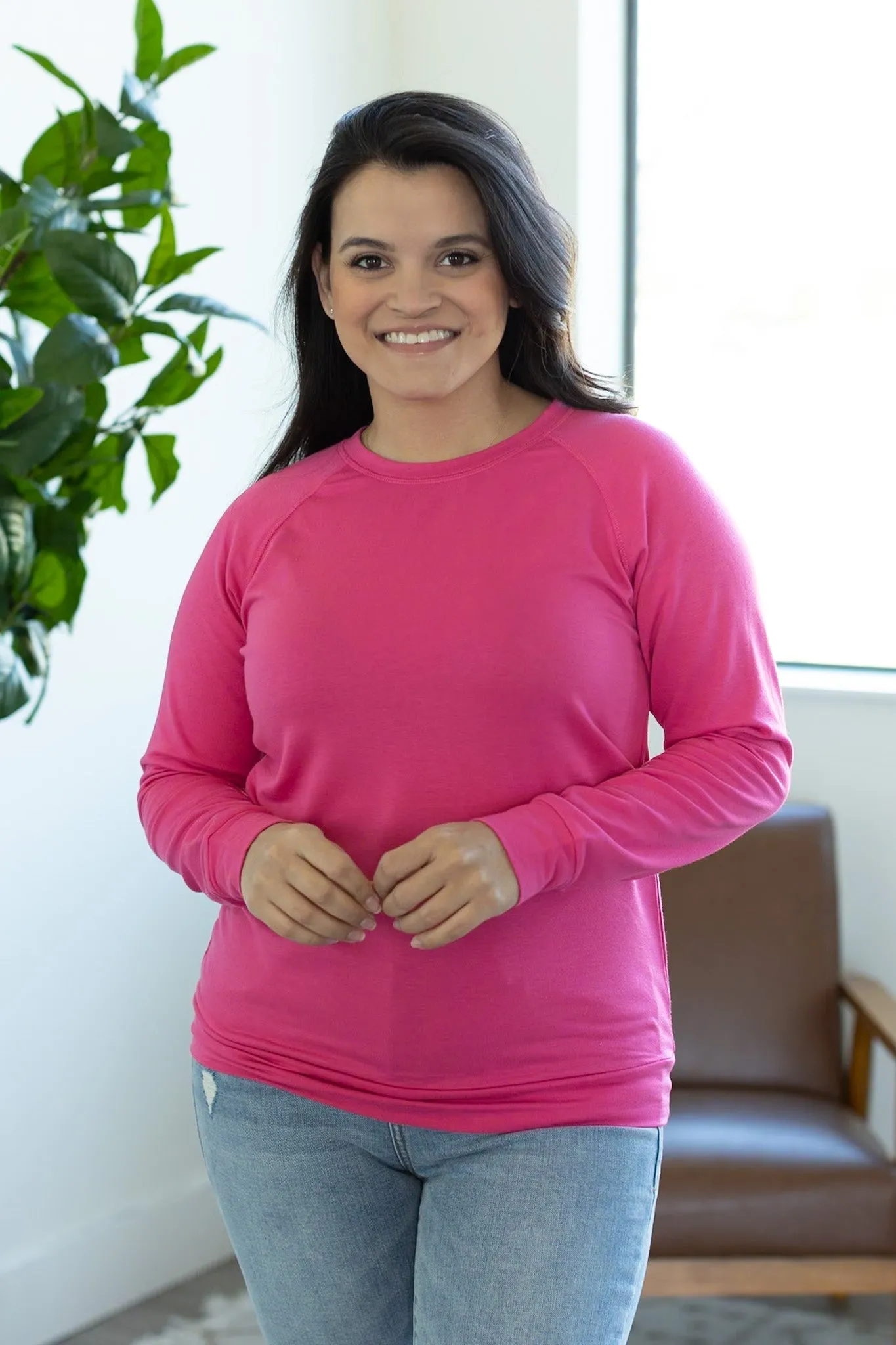 Kayla Lightweight Pullover - Hot Pink