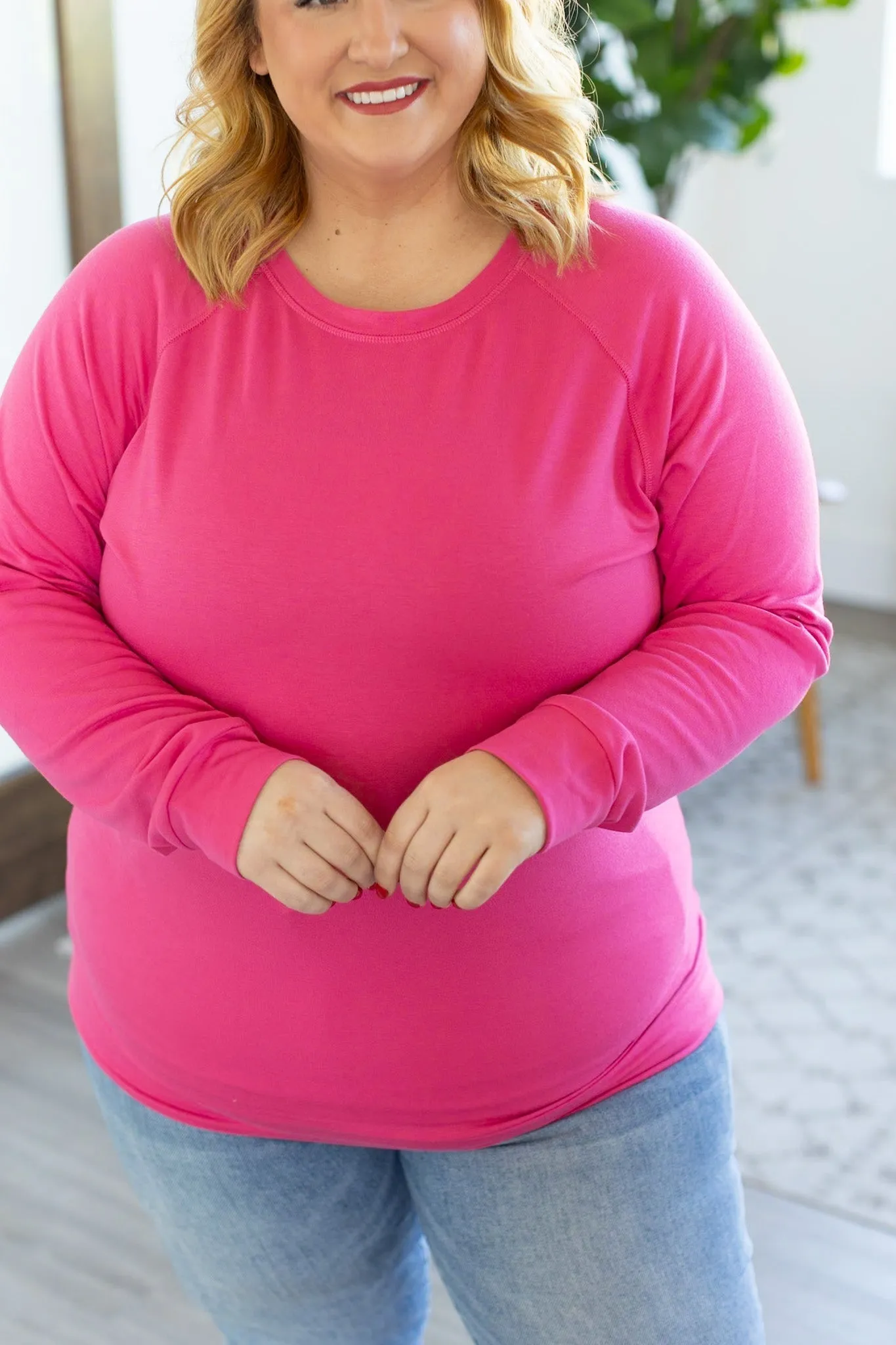 Kayla Lightweight Pullover - Hot Pink