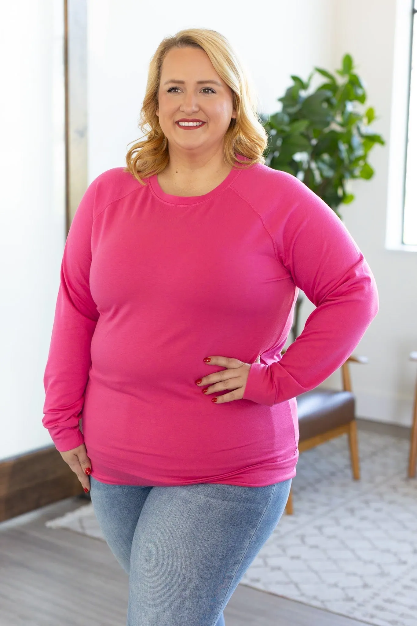 Kayla Lightweight Pullover - Hot Pink