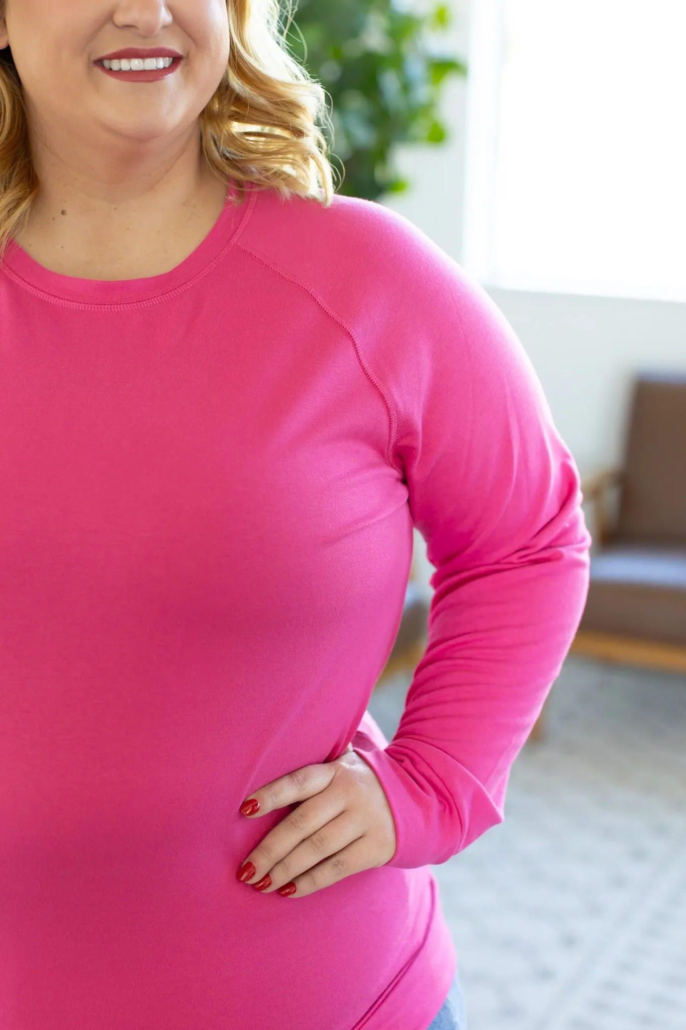 Kayla Lightweight Pullover - Hot Pink