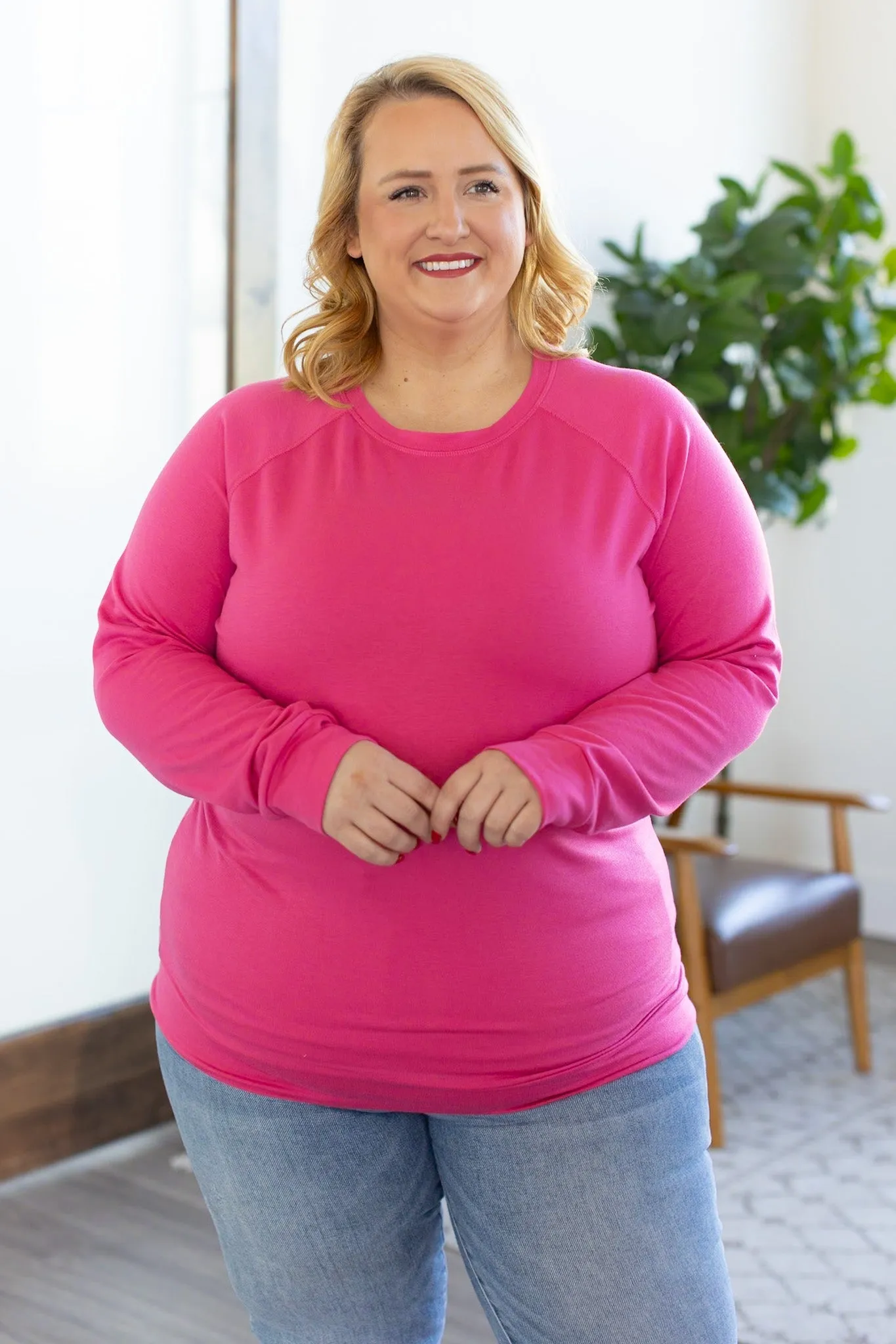 Kayla Lightweight Pullover - Hot Pink