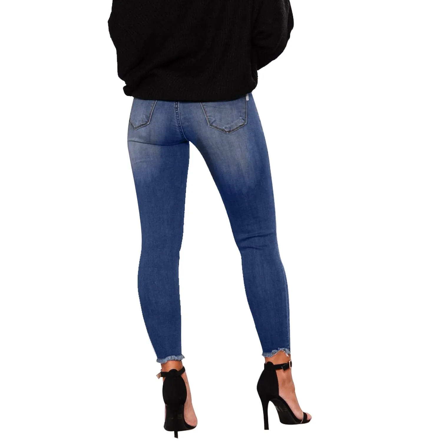 KUNMI Women's Skinny Ripped Trendy Jeans Distressed Stretchy Denim Pants