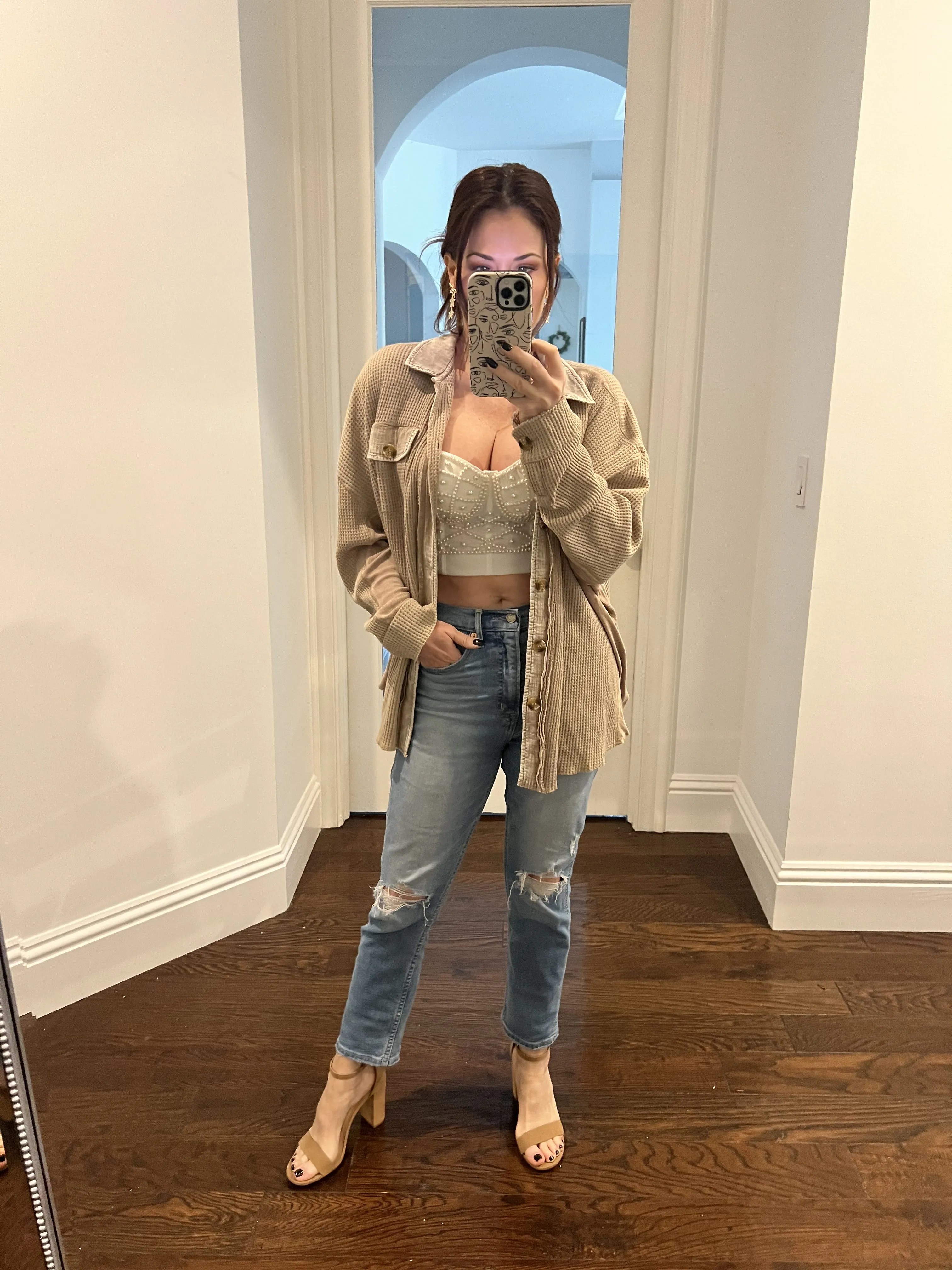 Latte Waffle Knit Jacket
