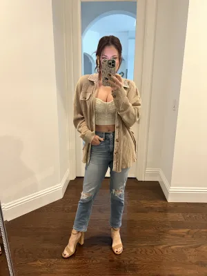 Latte Waffle Knit Jacket