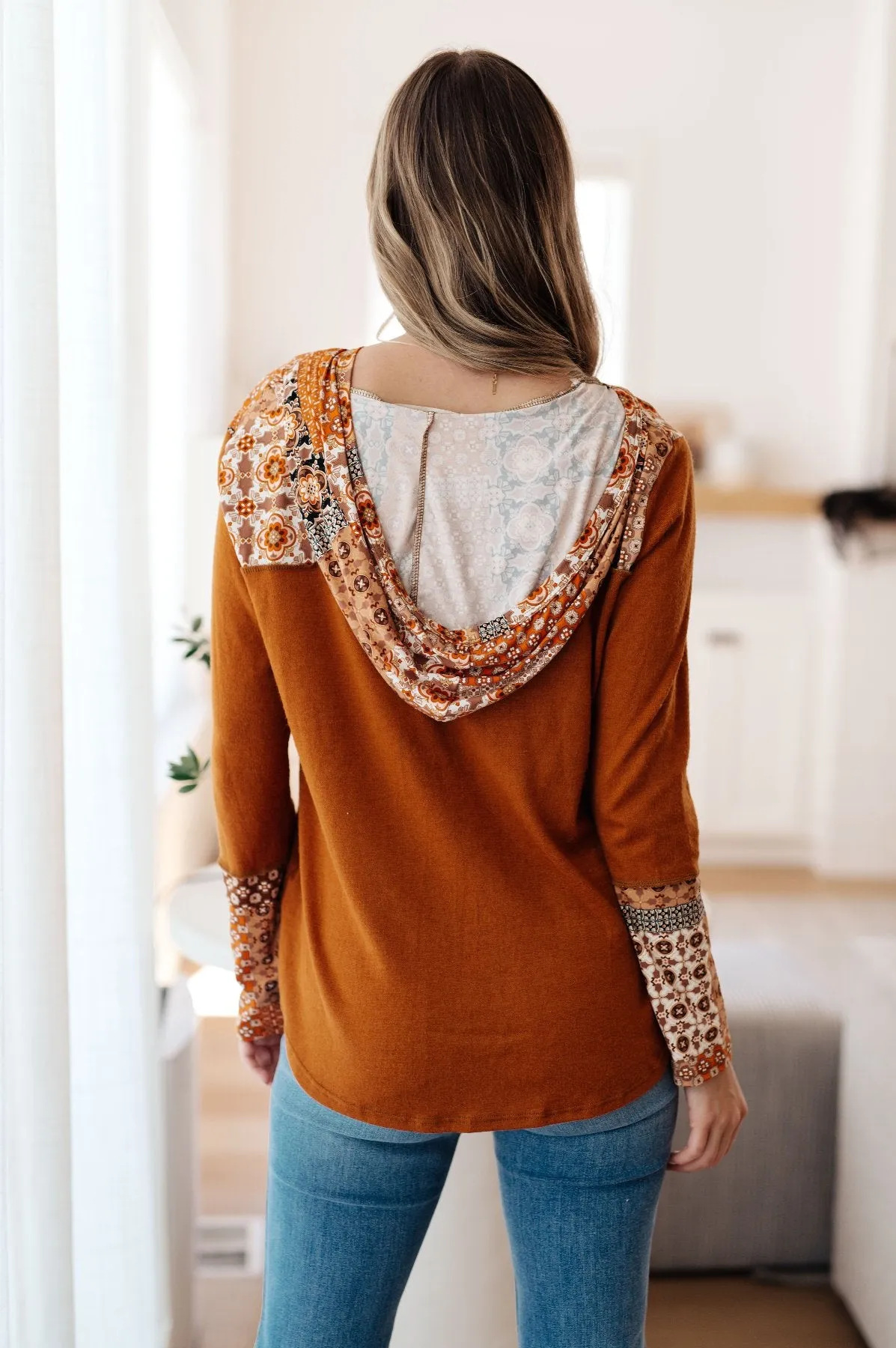 Lightweight Mixed Print Hoodie