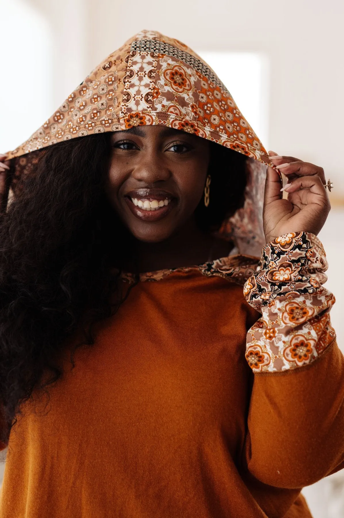 Lightweight Mixed Print Hoodie