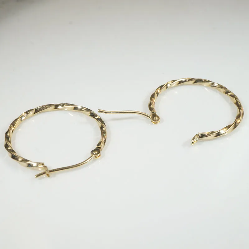 Lightweight Twisted 14k Gold Hoop Earrings
