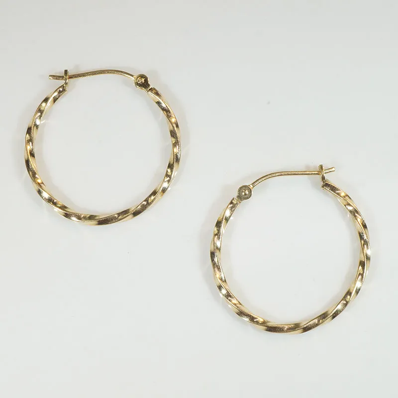 Lightweight Twisted 14k Gold Hoop Earrings