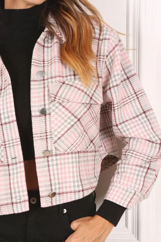 LILOU Plaid Crop Jacket