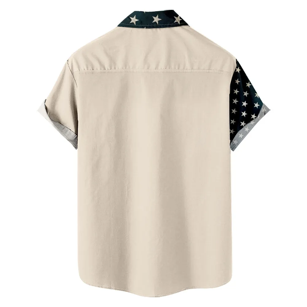 Men's American Flag with Eagle Shirt with Chest Pocket