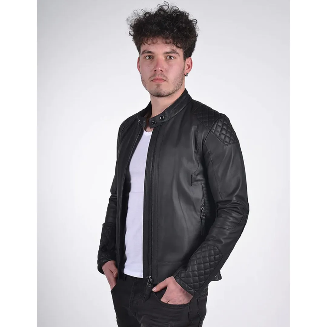 Men`s Black Fitted Leather Jacket