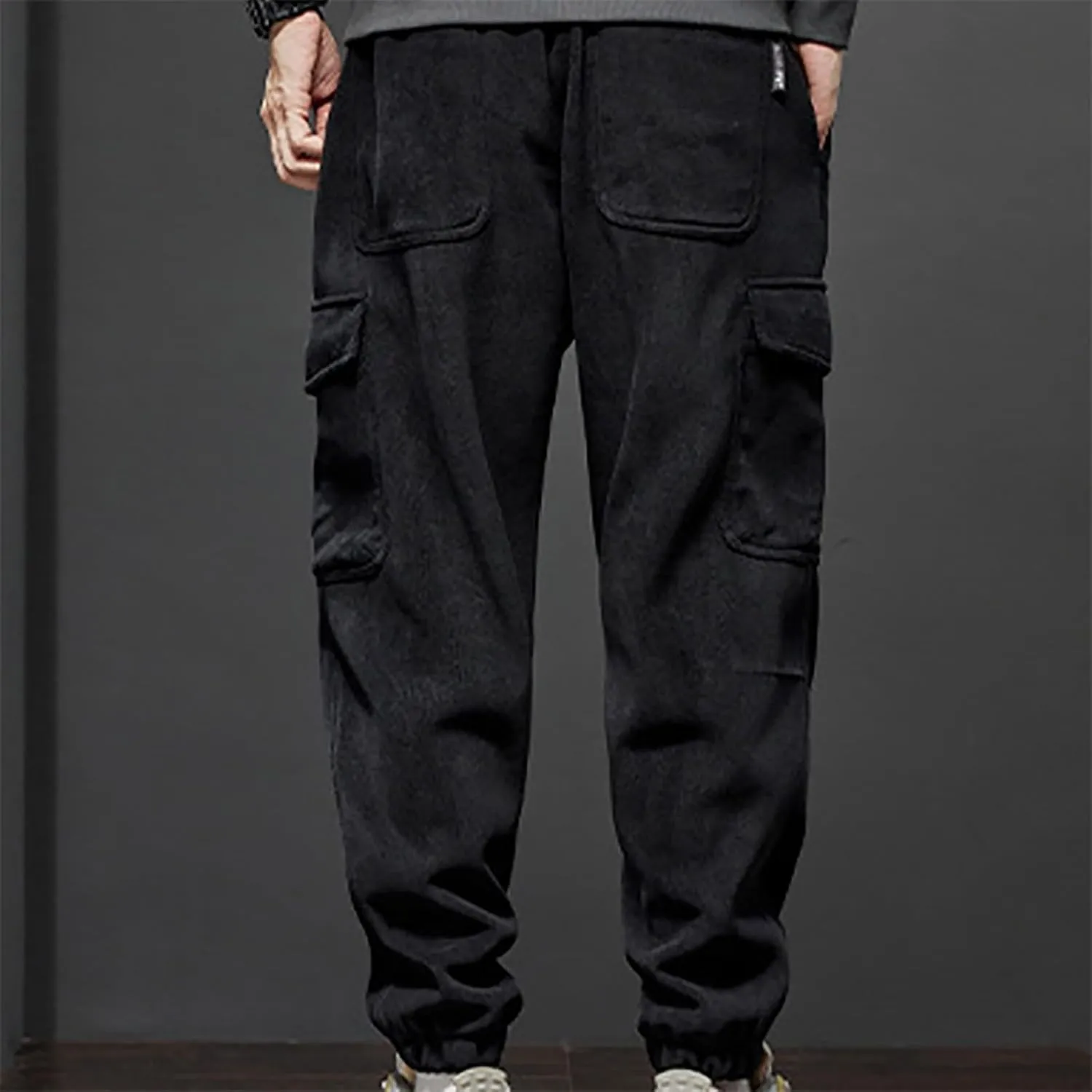 Mens Cargo Pants Elastic Waist Hiking Pants Multi Pockets Classic Fit Comfort Utility Cargo Work Pants Regular Fit