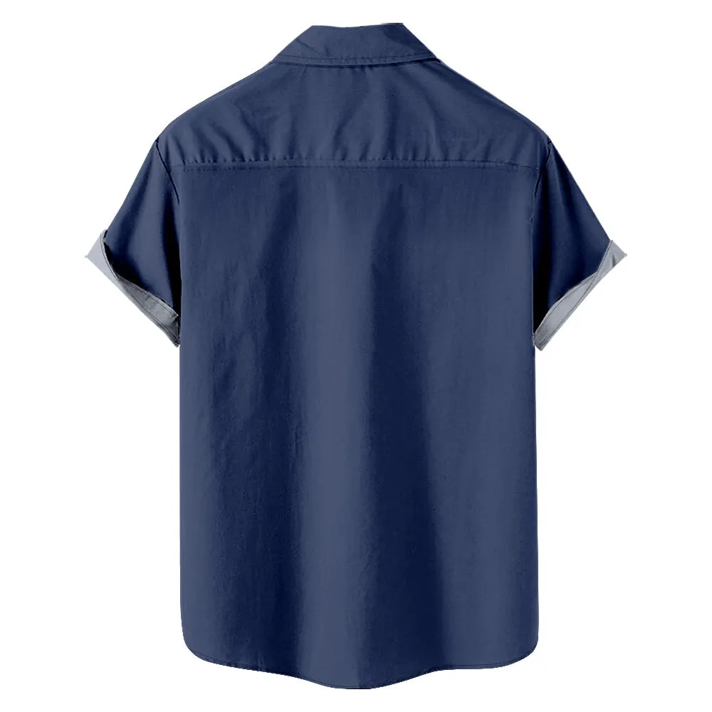 Men's Stars and Stripes Bowling Shirt with Chest Pocket