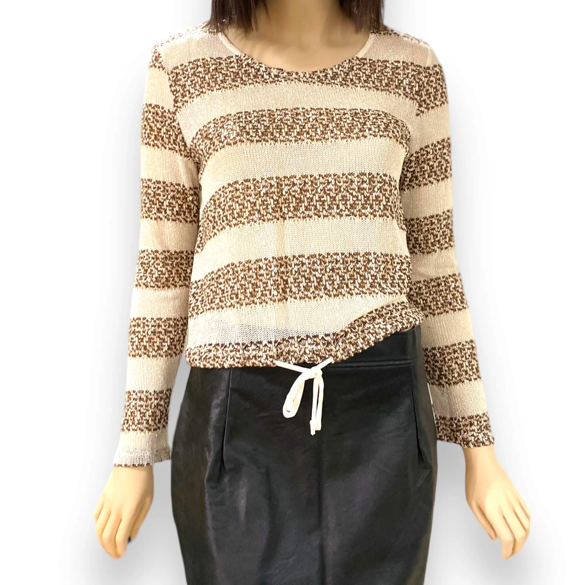 Metallic Striped Lightweight Knit Top