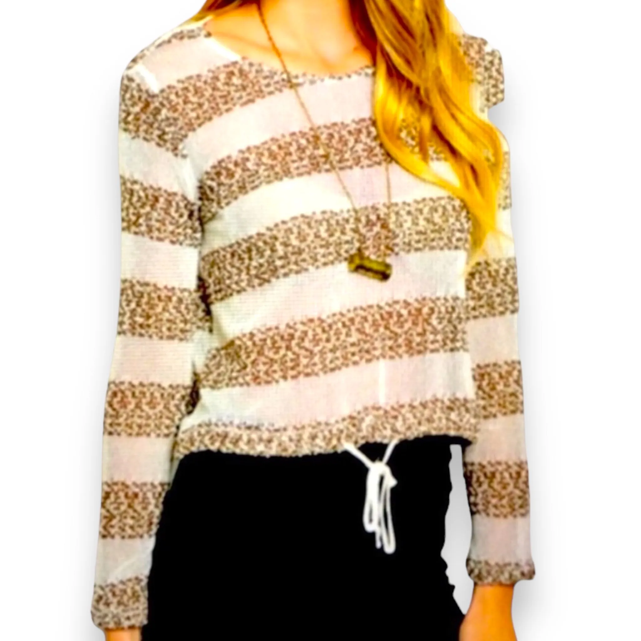 Metallic Striped Lightweight Knit Top