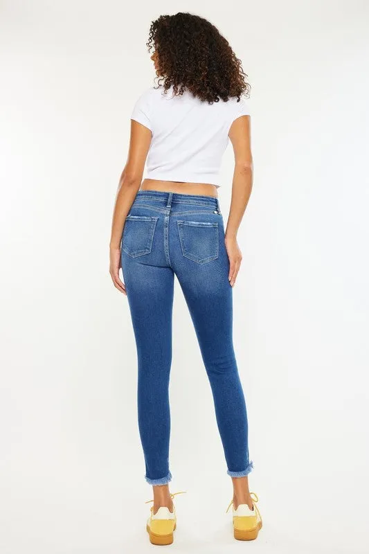 Mid-Rise Button Fly Ankle Skinny Jeans