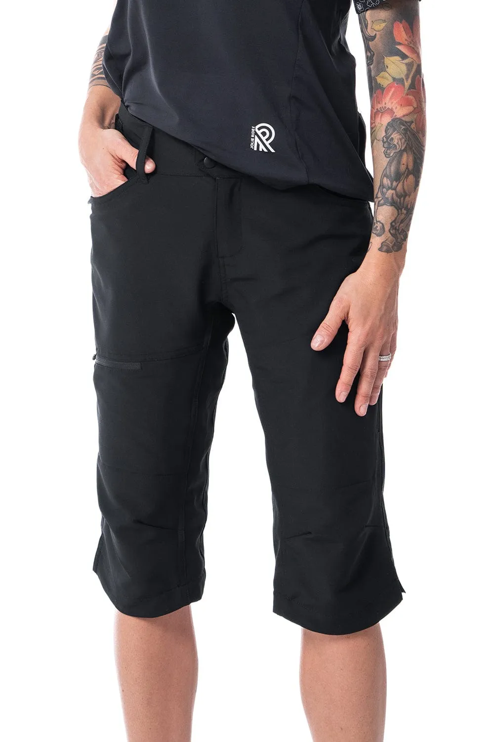 mtb 3/4 shorts - adjustable waist & shock-absorbent padding short included