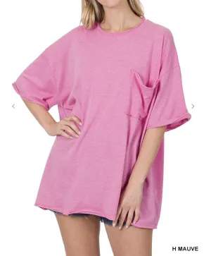 Oversized Boyfriend Tee in Hot Mauve