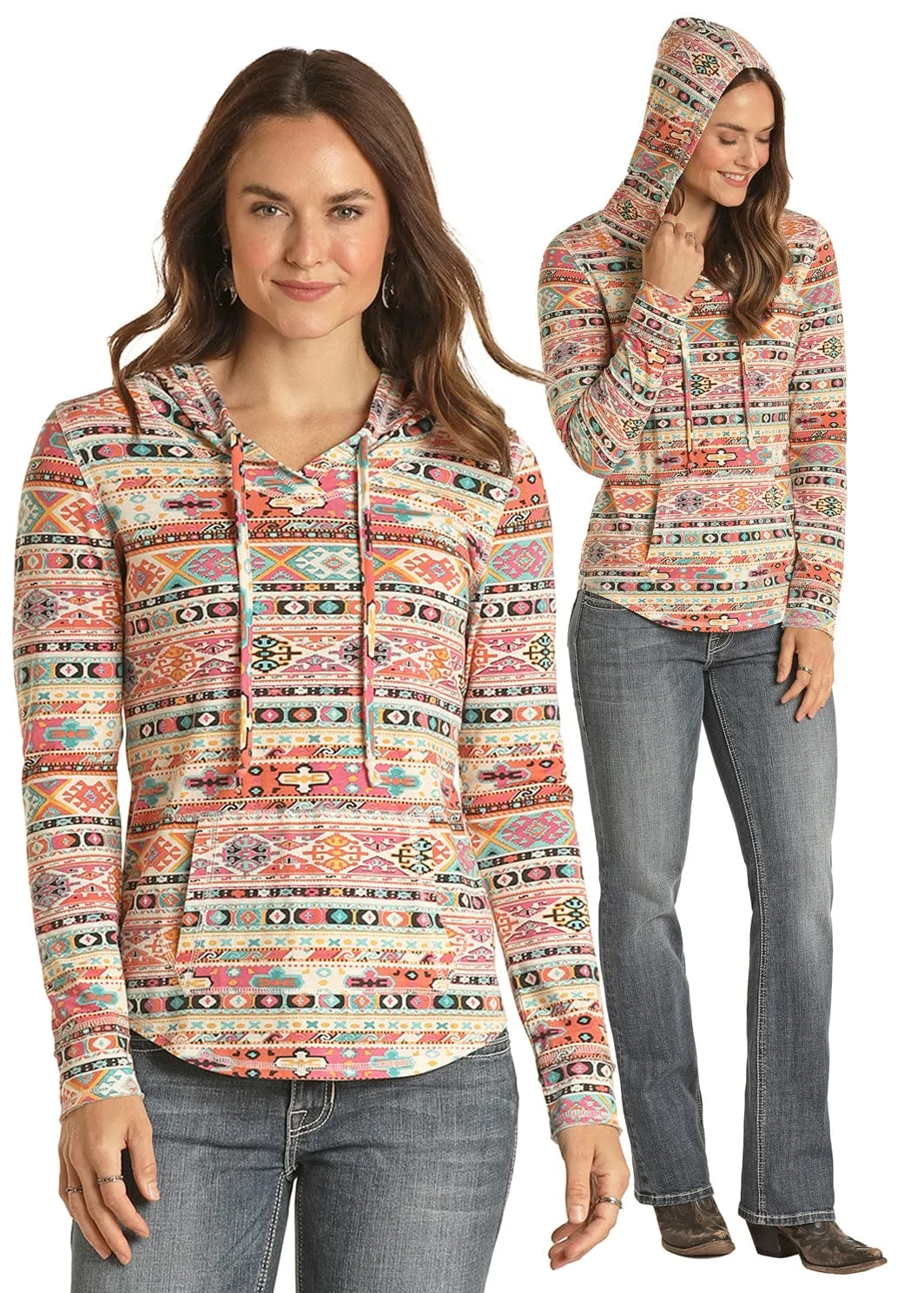 Panhandle Aztec Print Lightweight Hoodie