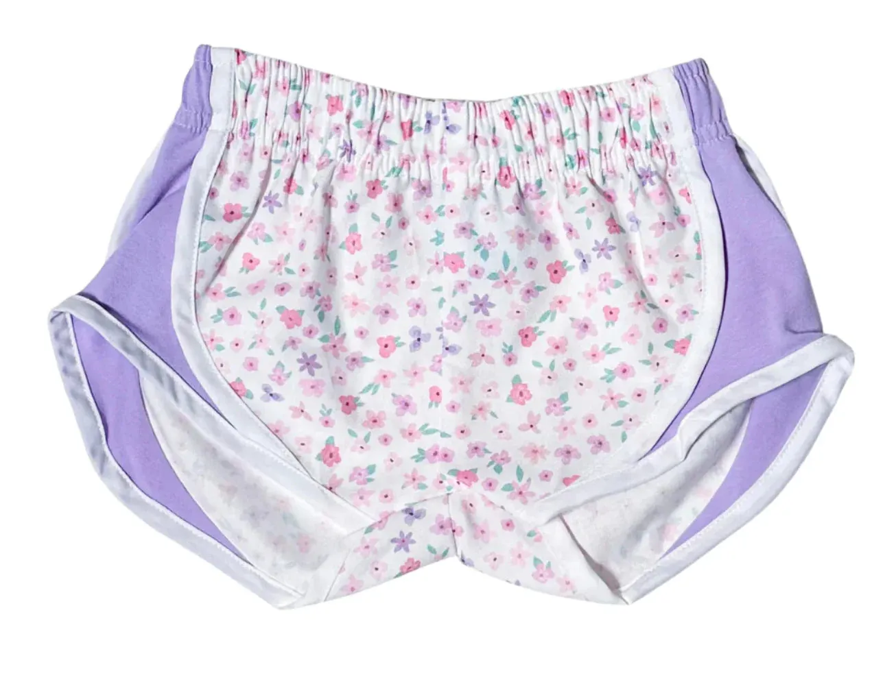 Pastel Floral Shorts w. Lavender Sides