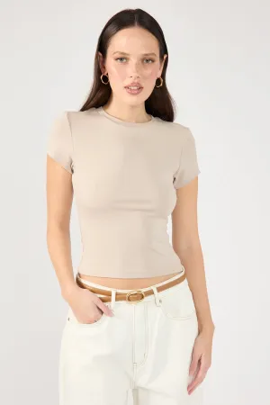 Perfect Stranger Cap Sleeve Tee Taupe