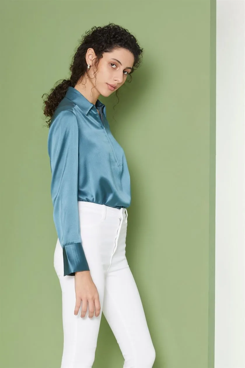 Perona   I   Womenshirts & Tops-Tops-Amei-Pwa-Fv21-1612 Top-Teal  AS7967