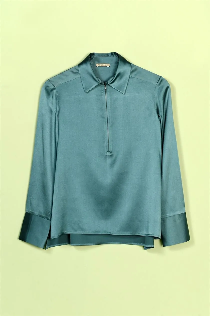 Perona   I   Womenshirts & Tops-Tops-Amei-Pwa-Fv21-1612 Top-Teal  AS7967