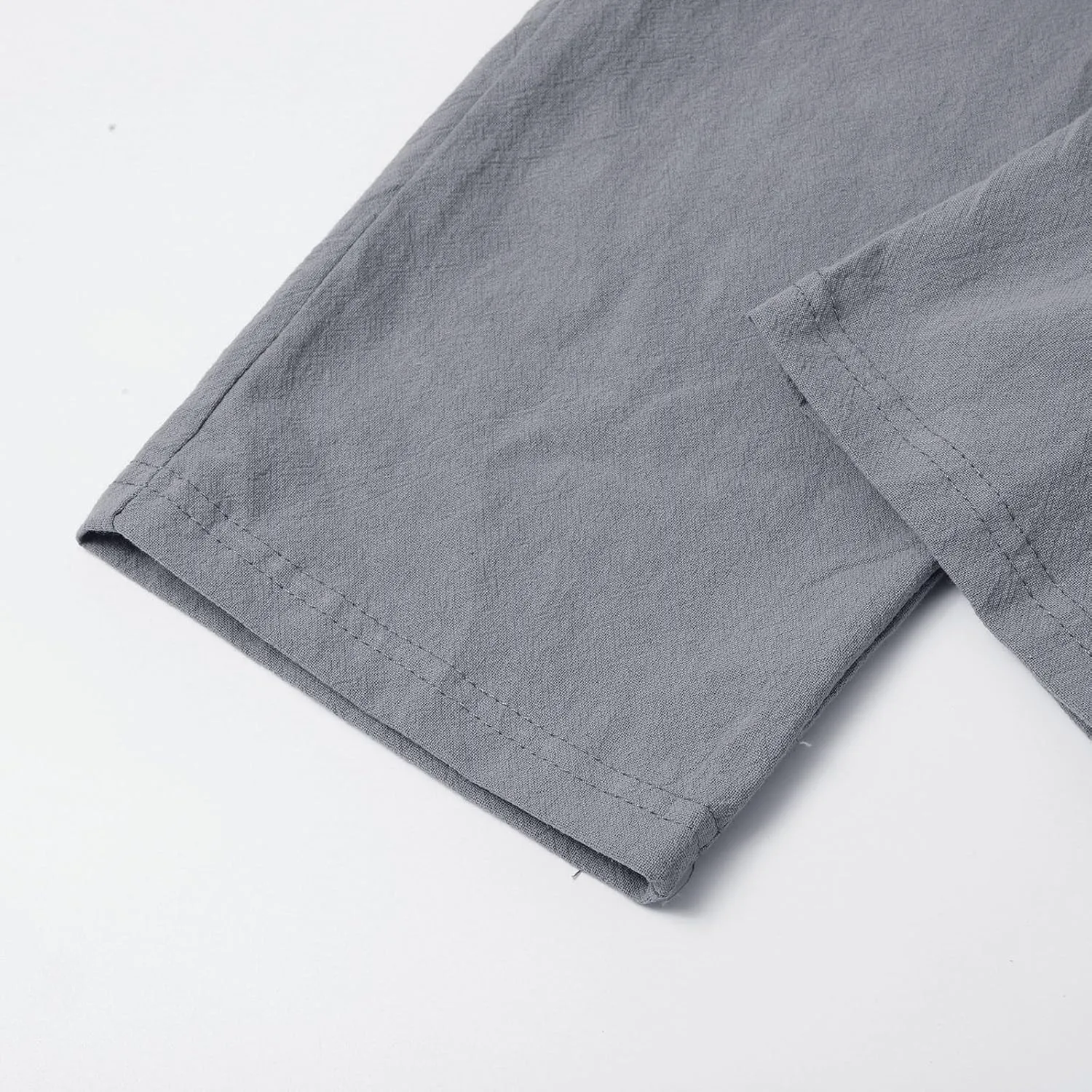 QWENTMTNTY Men's Elastic Waist Linen Pants Casual Relaxed Fit Loose Lightweight Pants Comfort Yoga Beach Drawstring Trousers