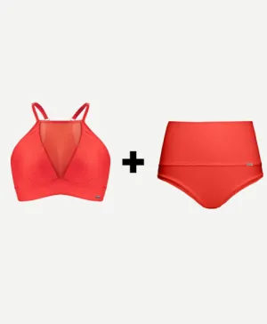 Red Pole Shorts and Bra Matching Set For Sale