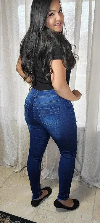 Ripped Skinny Jeans Dark Blue