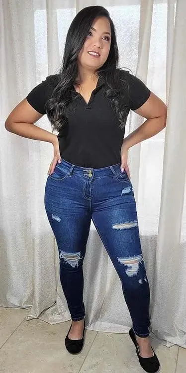 Ripped Skinny Jeans Dark Blue