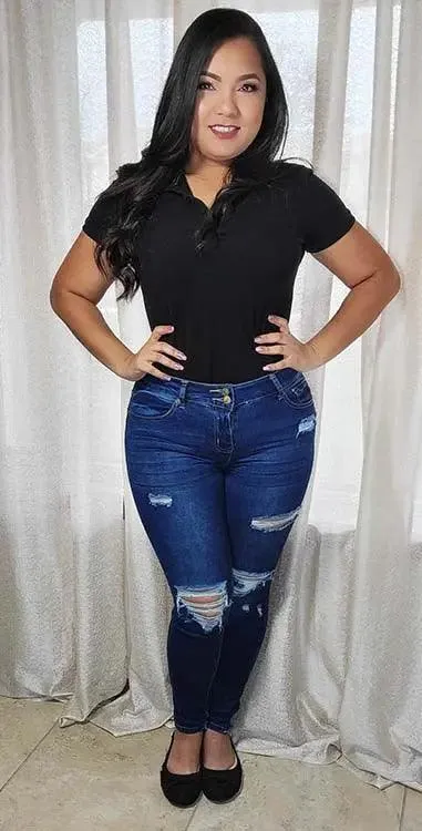 Ripped Skinny Jeans Dark Blue