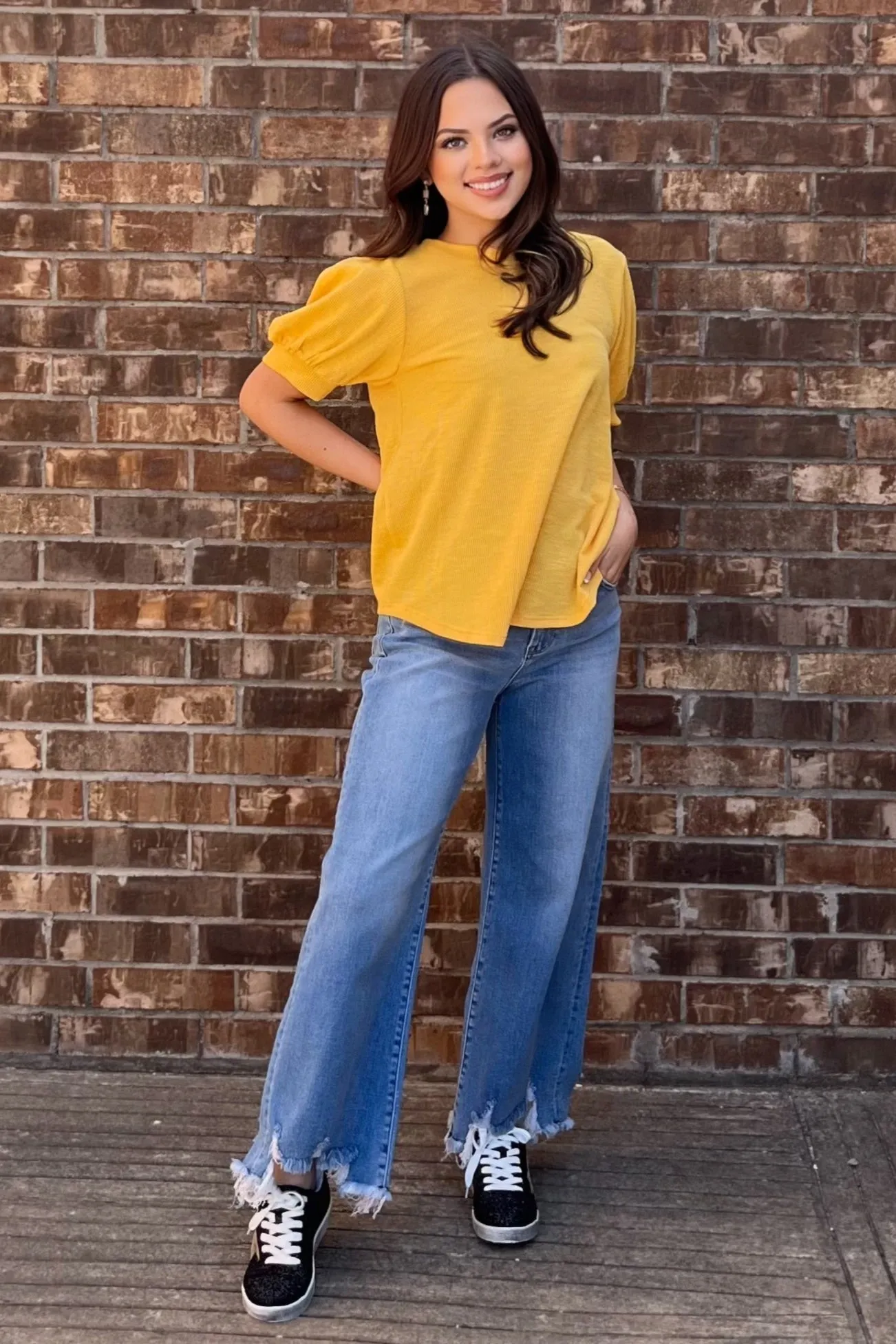 Risen High Rise Crop Wide Jeans