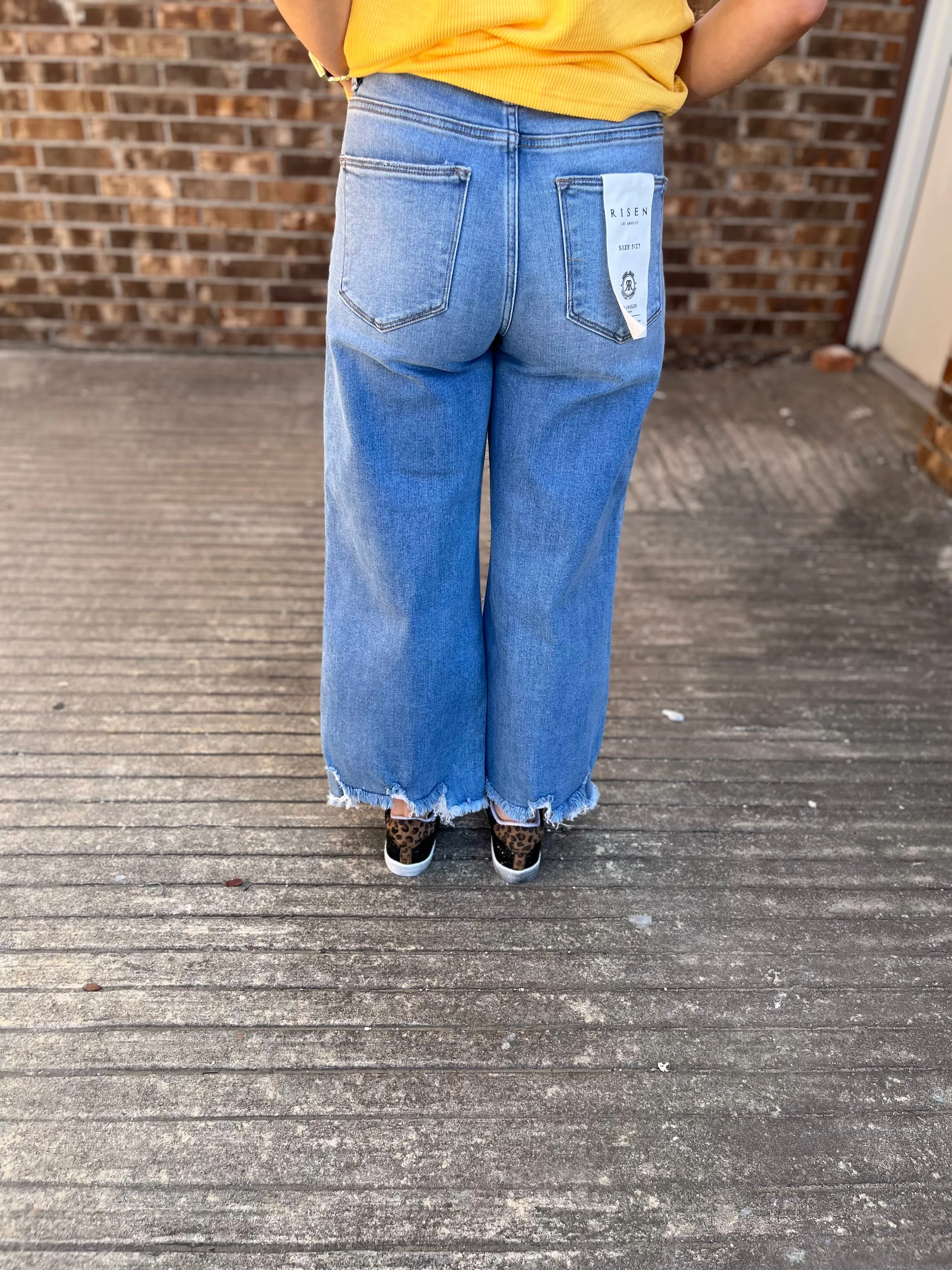 Risen High Rise Crop Wide Jeans