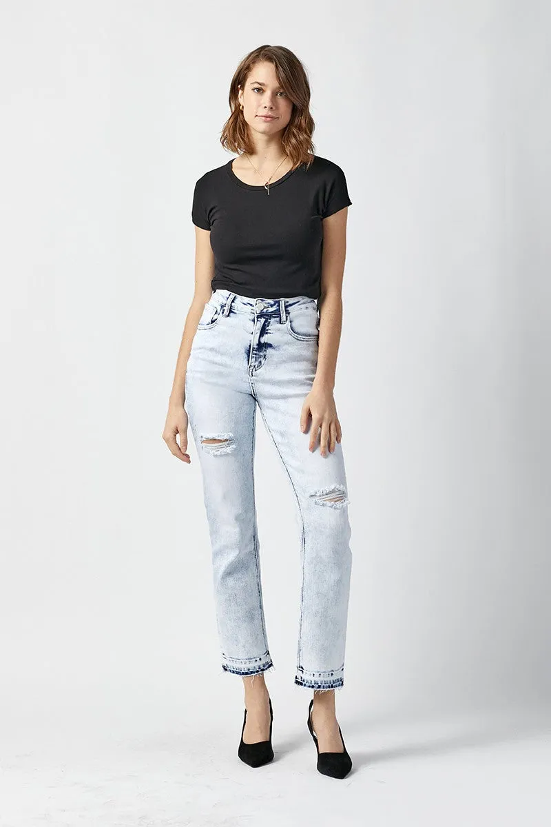 Risen High Rise Straight Crop Jeans