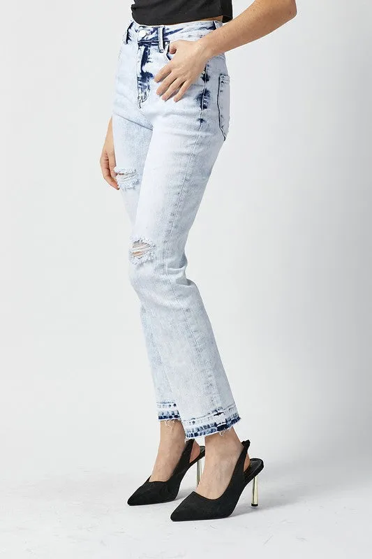 Risen High Rise Straight Crop Jeans