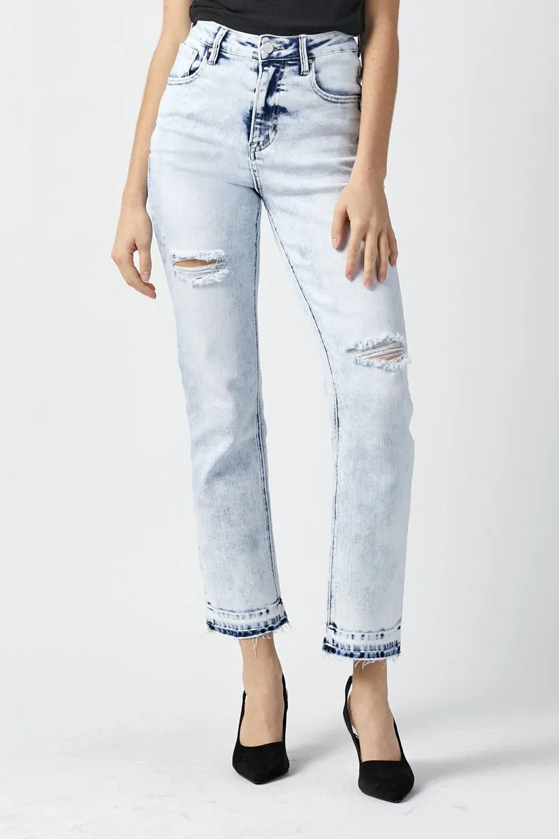 Risen High Rise Straight Crop Jeans
