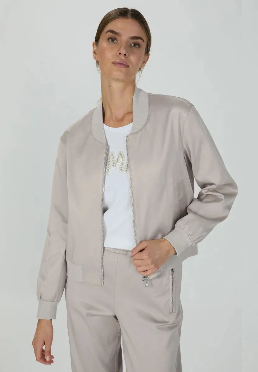 Satin Bomber - Light Taupe