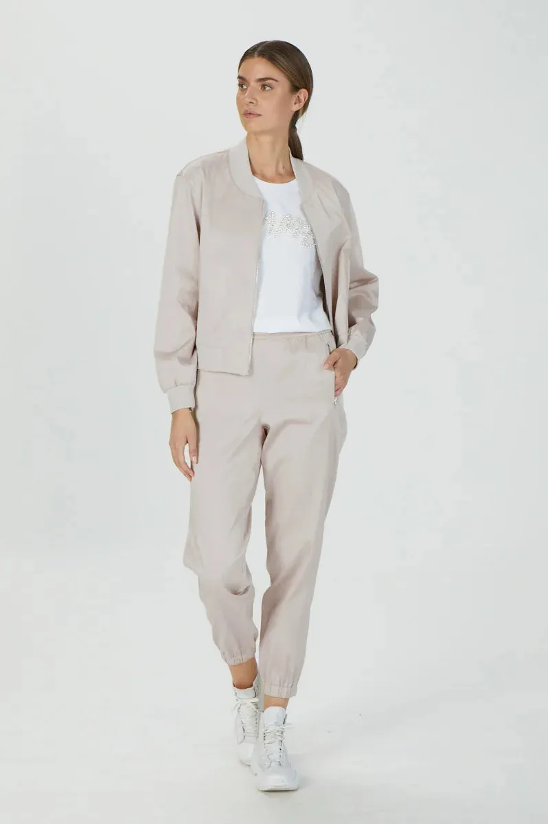 Satin Bomber - Light Taupe