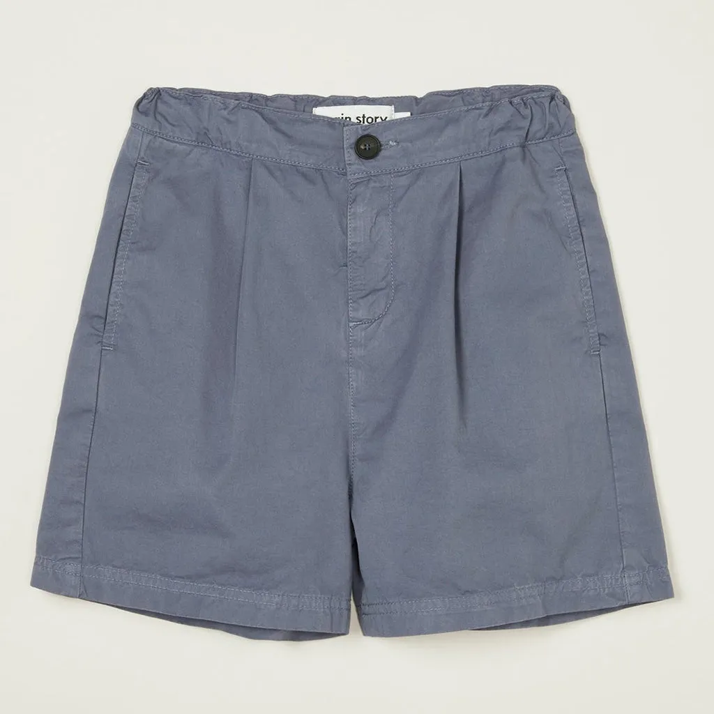 Shorts Pleat Blue Granite