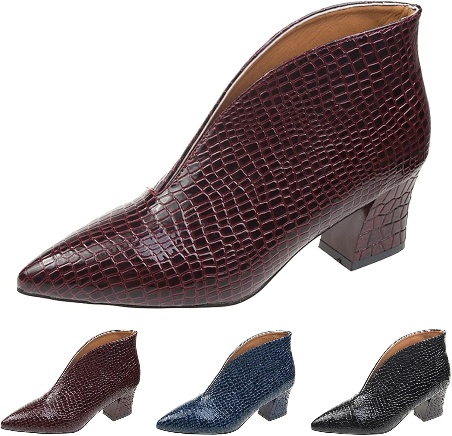 Snow Boots for Women Ankle Heel Booties for Women Womens Cowgirl Boots Square Toe Womens Bootie Round Toe Non Slip Slip On Closed Toe Wide Fit Available