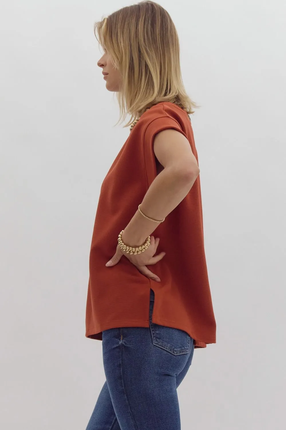 Solid Ribbed Cap Sleeve Top