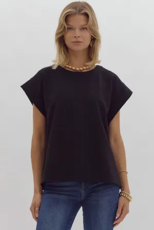 Solid Ribbed Cap Sleeve Top