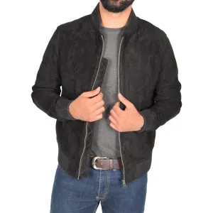 Spine Spark Black Soft Suede Leather Bomber Style Jacket