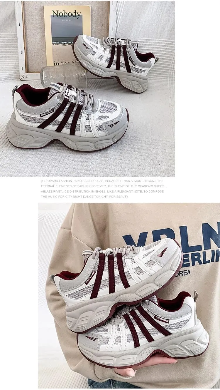 Summer Mesh Shoes for Women Dad Shoes Platform Chunky Trendy Breathable Casual Sports Tennis Sneakers Kawaii Y2K for Girls Daughter Granddaughter Back to School Rave Travel Streetwear