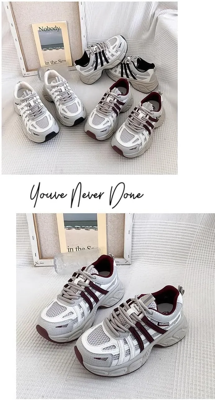 Summer Mesh Shoes for Women Dad Shoes Platform Chunky Trendy Breathable Casual Sports Tennis Sneakers Kawaii Y2K for Girls Daughter Granddaughter Back to School Rave Travel Streetwear